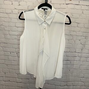 Alberto Makali Sheer Sleeveless Ruffle Blouse